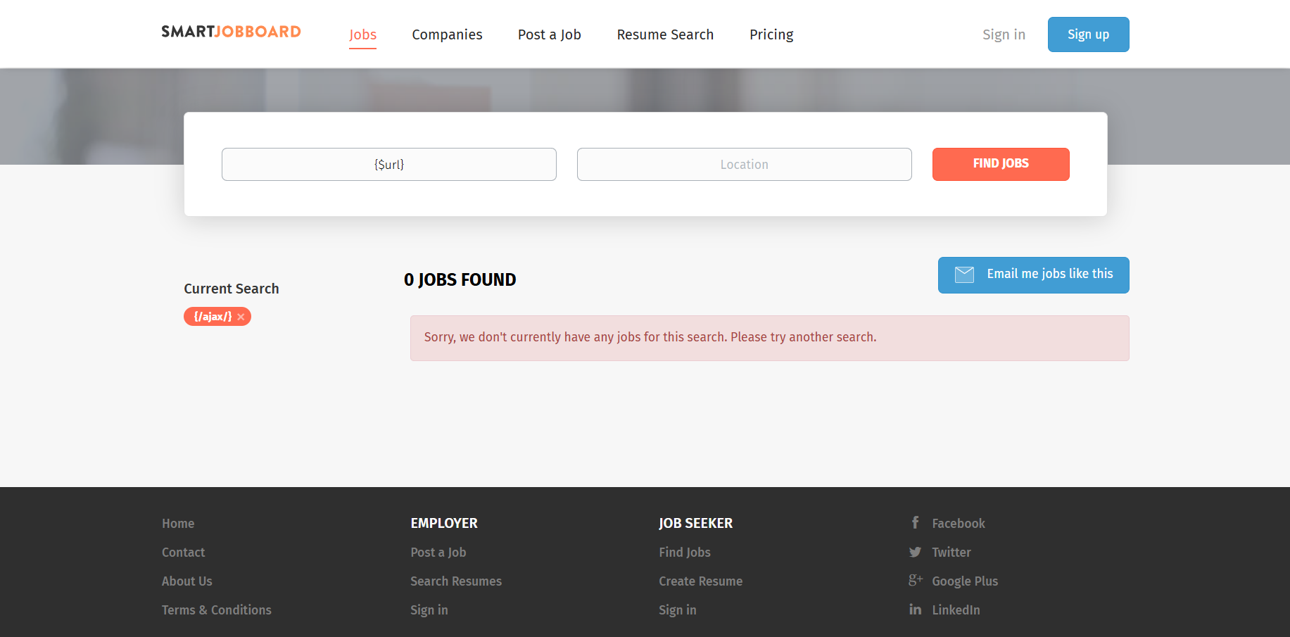 Template injection in SmartJobBoard